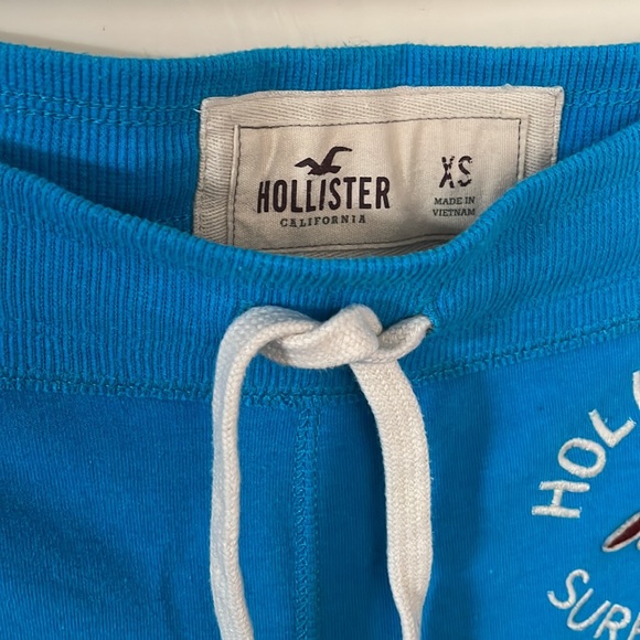 Teal Aqua Blue Mid Rise Soft Fleecy Vintage Hollister Joggers with Tie Waist - Picture 3 of 3